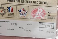 Jambon cuit supérieur avec couenne