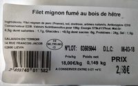 Filet mignon fumé au bois de hêtre