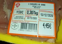3 escalopes de dinde