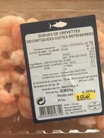 Queues de crevettes decortiquees cuites refrigerees