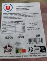 Jambon cuit supérieur sans couenne