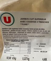 Jambon cuit supérieur avec couenne 4 T