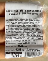 Saucisse de strasbourg qualite superieure