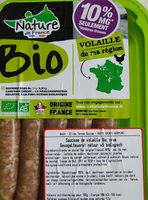 Saucisse de volaille bio crue