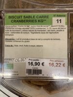 Biscuit Sable Carre Cranberries