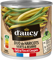 Duo haricots verts et beurre extra fins coupés d'aucy 225g