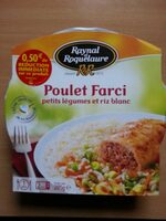 Poulet farci petits legumes et riz blanc