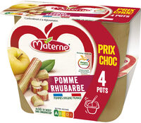 MATERNE Compotes Coupelles Pomme Rhubarbe 4x100g Prix Choc
