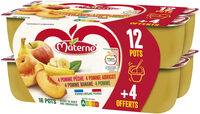 MATERNE Compotes Coupelles Multivariétés Fruits Jaunes 16x100g 12+4 Offerts