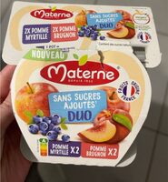 Duo Compotes Pomme myrtille Pomme Brugnon sans sucres ajoutés