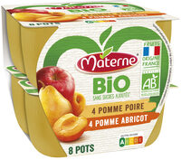 MATERNE Compotes Coupelles BIO Pomme Abricot Poire 8x100g