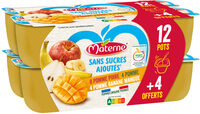MATERNE Compote Coupelles Pomme, P. Poire, P. Banane Mangue 16x100g 12+4 offerts