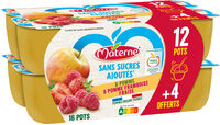 MATERNE Compotes Coupelles Pomme, P. Framboise Fraise 16x100g 12+4 offerts 1/2 box 84UC