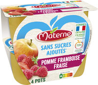 MATERNE Compotes Coupelles Pomme Framboise Fraise 4x100g