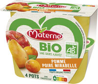 MATERNE Compotes Coupelles BIO Pomme Poire Mirabelle 4x100g
