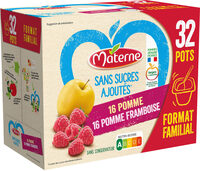 MATERNE (Sans sucres ajoutés) Pomme/Pomme Framboise 32x100g Format Familial