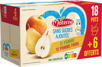 MATERNE (Sans sucres ajoutés) Pomme/Pomme Poire 24x100g 18 6 Offerts