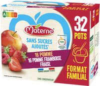 MATERNE Compotes Pomme, P. Framboise Fraise 32x100g Format Familial