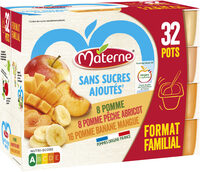 MATERNE Compotes Coupelles P., P. Banane Mangue, P. Pêche Abricot 32x100g Format Familial