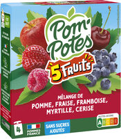 POM'POTES Compotes Gourdes 5 Fruits Rouges 4x90g