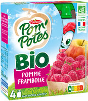 POM'POTES Compotes Gourdes BIO Pomme Framboise 4x90g