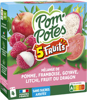 POM'POTES Compotes Gourdes 5 Fruits Roses 4x90g