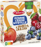 MATERNE Compotes Graines Lin&Chia Pomme Cerise Myrtille 4x90g