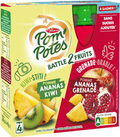 POM'POTES Compotes Gourdes Battle2Fruits Ananas Kiwi 4x90g