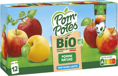 POM'POTES Compotes Gourdes BIO Pomme Nature 12x90g
