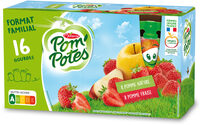 POM'POTES Compotes Gourdes Pomme, Pomme Fraise 16x90g