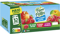 POM'POTES Compotes Pomme, Pomme Fraise, Pomme Framboise 32x90g
