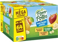 POM'POTES Compotes Pomme, P. Poire, P. Ban 64x90g Format Familial