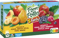 POM'POTES Compotes Gourdes 5 Fruits Rouges & Jaunes 12x90g