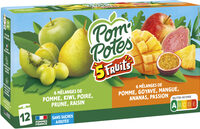 POM'POTES Compotes Gourdes 5 Fruits Exotiques & Verts 12x90g