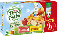 POM'POTES Compotes Gourdes P. Pêche, P. Mirabelle de Lorraine 16x90g Format Familial