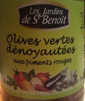 Olives vertes dénoyautées aux piments rouges