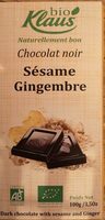 Chocolat noir 60% sésame gingembre