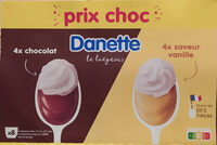 Danette Liégeois 4 chocolat x 100 g + 4 vanille x 100 g