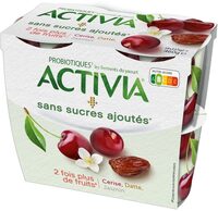 Activia sans sucre ajoute cerise datte jasmin 115 g x 4