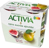 Activia sans sucre ajoute poire figue chia 115 g x 4