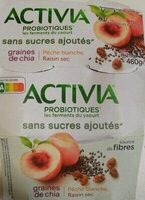 Activia - graines de chia, pêche blanche  et raisin sec