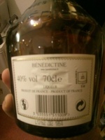 Benedictine 40°, Bouteille De