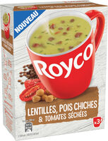 Soupe lentilles, pois chiches et tomates séchées