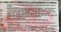 Brochettes cabillaud et queues crevettes marinade basilic