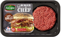 Burger de boeuf du chef saveur grillé 15% matière grasse, SOCOPA, 2 pièces, barquette