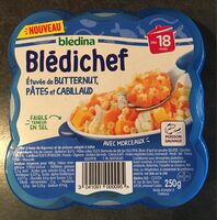 Etuvée de butternut, pâtes et cabillaud