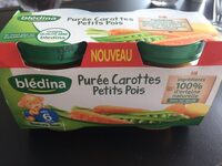 Blédina Purée de carottes petits pois, dès 6 mois les 2 pots de 130 g