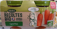 BLEDINA LES RECOLTES BIO Carottes 2x130g Dès 4/6 Mois