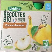 LES RECOLTES BIO Gourde Pommes Bananes 4x90g Dès 6 mois
