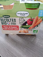 BLEDINA LES RECOLTES BIO Panier de Légumes Poulet Fermier Cumin 2x200g Dès 6 Mois